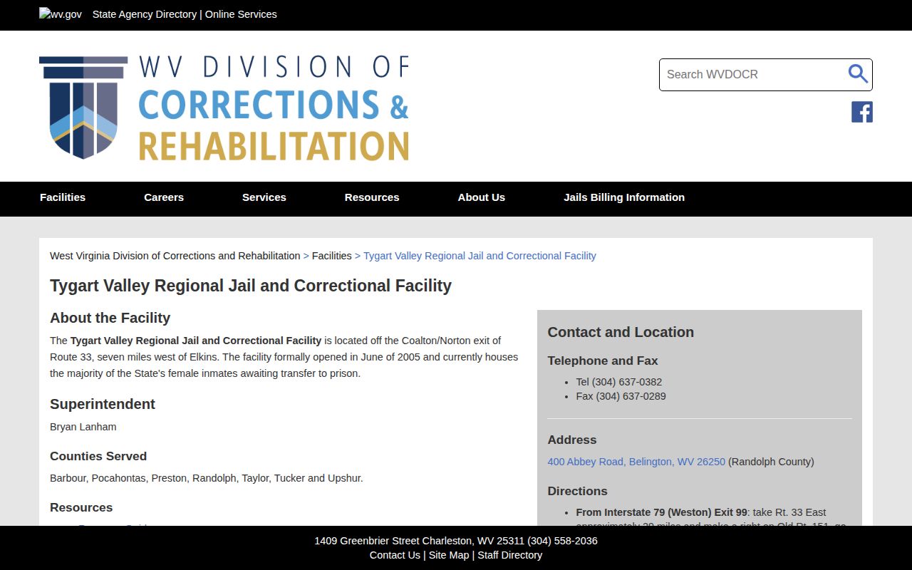 Tygart Valley Barbour County release facility details